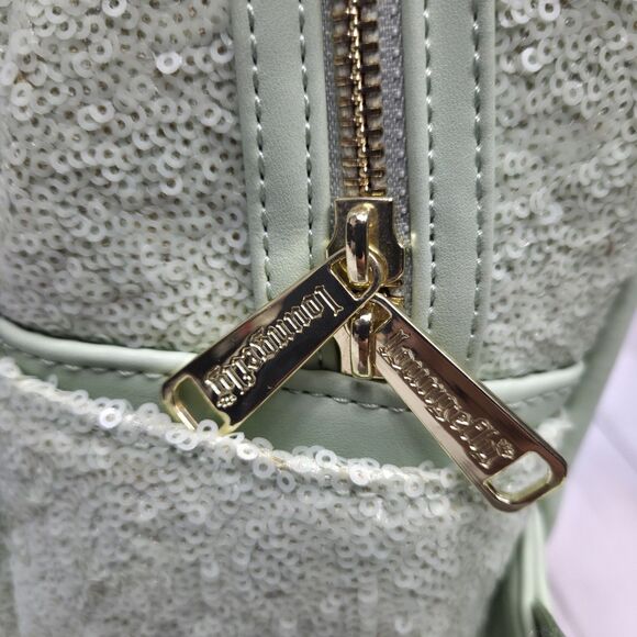 Disney Parks Loungefly Mint Green Sequin W Bow Mini Backpack Retired Rare Cute! - Picture 8 of 16
